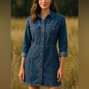 NWOT Frye Denim Shirtdress Blue Wash XS/Small